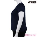 KINGO-大尺碼-女款 吸排 圓領T恤-丈青-414003, , large