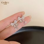【Gulicc】古莉可 耳環 鋯石蝴蝶結耳飾, , large