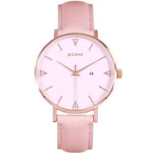 【PICONO】Amour collection black leather strap couple watch / BU-8601