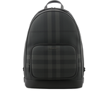 BURBERRY Rocco 格紋帆布及牛皮拉鍊口袋後背包/炭灰色, , large