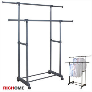 閃銀雙桿伸縮衣架