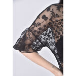 (M) 蕾絲透膚黑色短袖上衣二手衣, , large