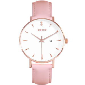 【PICONO】Te amo collection pink leather strap couple watch-Ladies / JE-12201