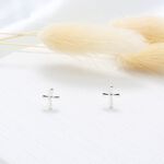 【Angel & Me】簡約 水滴 十字架 s925純銀耳環 生日禮物 情人節, , large