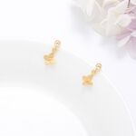 【Angel & Me】Butterfly s925 sterling silver 24k gold plated earrings gift, , large