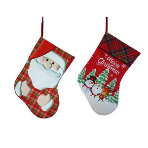plaid printed Xmas socks