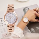 Relax Time RT-111 生命之花 花窗格紋時尚女錶 手錶 白x玫瑰金 RT-111-3, , large