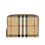BURBERRY 格紋帆布ㄇ形拉鍊零錢包/典藏米色, , large