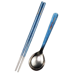 【純鈦冰晶阿湯筷匙組 牛仔藍】環保筷 鈦筷 八角筷 鈦湯匙 大湯匙 筷子湯匙餐具組 環保餐具 露營餐具 攜帶餐具 鈦餐具 冰晶