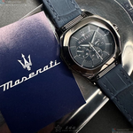 [星晴錶業]MASERATI手錶,46mm,R8851116001寶藍色錶面槍灰色錶殼寶藍真皮皮革錶帶款, , large