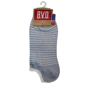 BVD條紋毛巾底女踝襪(麻天籃)