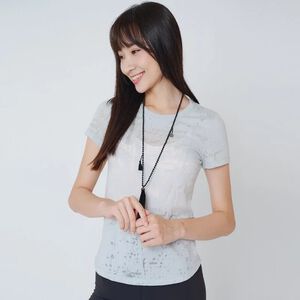 YOGA FLOW Burn Out T shirt - 極簡圓領燒花罩衫 - 銀河灰 Misty Grey