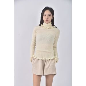 (S) liz lisa高領杏色長袖上衣二手衣