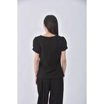 (S) eyescream質感圓領黑色短袖上衣二手衣, , large