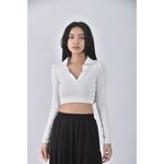 (S) 【安于晴Charlene私服】zara質感修身短版白色長袖上衣二手衣, , large
