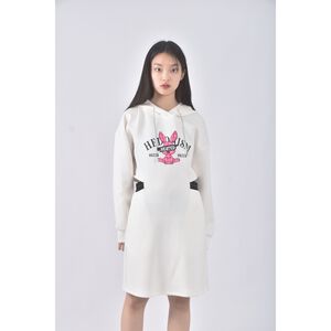 (L) moma質感連帽白色洋裝二手衣