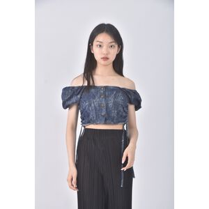 (S) jws丹寧牛仔質感藍色短袖上衣二手衣