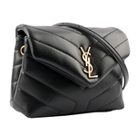 YSL Monogram Lou Lou V紋小牛皮斜背包/MINI/黑色, , large