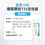 【麗水生活】豪星 10吋T33椰殼UDF顆粒活性碳濾芯 活性碳 淨水器 過濾器 飲水機 濾心, , large