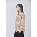 (L) lamant韓牌碎花透紗粉色長袖上衣二手衣, , large