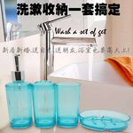 金德恩 GS MALL 台灣製造 一組透明4件 壓克力方型盥洗用具 壓克力用具 盥洗用具 漱口杯 牙膏架 牙刷架 肥皂盒 香皂盒, , large