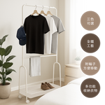 【KIWISH】移動全鐵衣帽架(附置物籃) 多功能掛衣架 臥室掛衣架 晾衣架 收納衣架 雙桿衣架 衣櫥架 吊衣架 落地衣架, , large