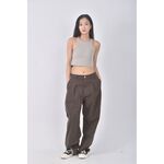 (L) uniqlo高腰丹寧牛仔質感棉質純棉棕色長褲二手衣, , large