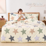 【DUYAN 竹漾】法蘭絨 單人/雙人/加大 床包兩用毯被組 / 彩光初星, , large