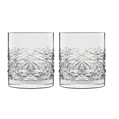 Luigi bormioli 無鉛水晶雕紋威士忌杯-380ml 2入禮盒組/1組 金益合玻璃器皿