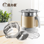 【MOLIJIA】2.2L Instant Hot & Multifunctional Electric Cooker + M0819 Three-Piece Separable Steamer Set - Champagne Gold, , large