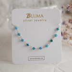 【BLUMA銀飾】藍磷灰石珠簾純銀手鍊 天然水晶串珠 喉輪 女生禮物 七夕情人節, , large