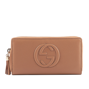 GUCCI SOHO 牛皮ㄇ形拉鍊長夾/裸粉色