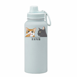 【吾家有貓】吾家有貓運動水壺陶瓷款 1000ML-青白, , large