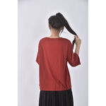 (XL) minutes happiness棉質V領紅色長袖上衣二手衣, , large
