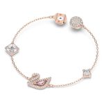 SWAROVSKI 施華洛世奇 Dazzling Swan 水晶天鵝磁扣手鍊-玫瑰金/尺寸S(5485876), , large