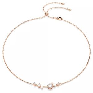 SWAROVSKI 施華洛世奇 Constella 星映水晶珍珠 滑動調節式項鍊-玫瑰金(5729504)