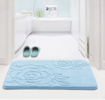 Rose embossed coral fleece memory foam anti-slip floor mat 40x60 cm, , large