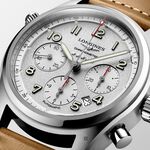 LONGINES浪琴 Spirit 先行者系列飛行員計時機械錶-銀X咖啡/42mm L38204732, , large
