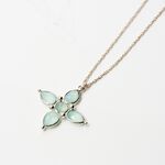 【Angel & Me】典雅十字 藍玉髓 Blue chalcedony s925 純銀 項鍊 生日 禮物 畢業 情人節, , large