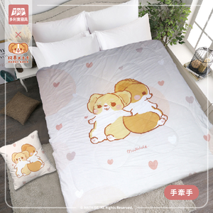 【多利寶寢具】柯基犬卡卡涼感紗冰晶涼被-手牽手