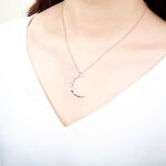【Angel & Me】Hammered Moon s925 sterling silver 18k rose gold-plated necklace, , large