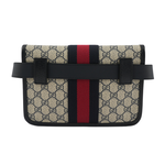 GUCCI GG Supreme 帆布藍紅織帶Ophidia 腰包95cm/藍色/米灰色, , large
