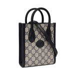 GUCCI Interlocking G 迷你手提/斜背托特包/黑藍色, , large