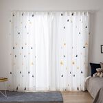 Ready-Made Sheer Curtains – Set of 2 Panels – "Triangular Rice Ball" Embroidered Design – Width 100cm, Height 163/208/238cm – Made in Taiwan – Kids’ Room – Machine Washable, , large