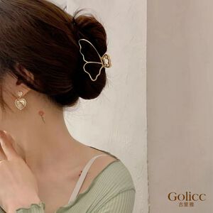 【Gulicc】古莉可 髮夾 韓系金屬簍空 蝴蝶髮夾