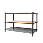 【Y HOUSE】90x45x60cm pine three-layer storage rack rack iron rack - black wood, , large