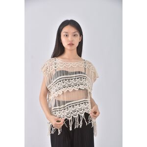 (F) pazzo海島渡假風杏色短袖上衣二手衣