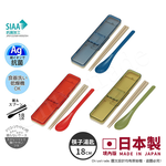 【百科良品】日本製 境內版 日系簡約 復古風 環保筷子+湯匙組 透明蓋 18CM-藍, , large