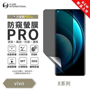 【O-ONE】vivo X Series X100 Pro X90 X80  Matte Anti-Peek Screen Protector PRO | 30° Anti-Spy Protection | Blue Light Filtering Eye Protection | Easy Clean Anti-Fingerprint | Minor Scratch Self-Healing