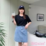大尺碼-印花 圓領T恤-黑-0101147, 01黑, large